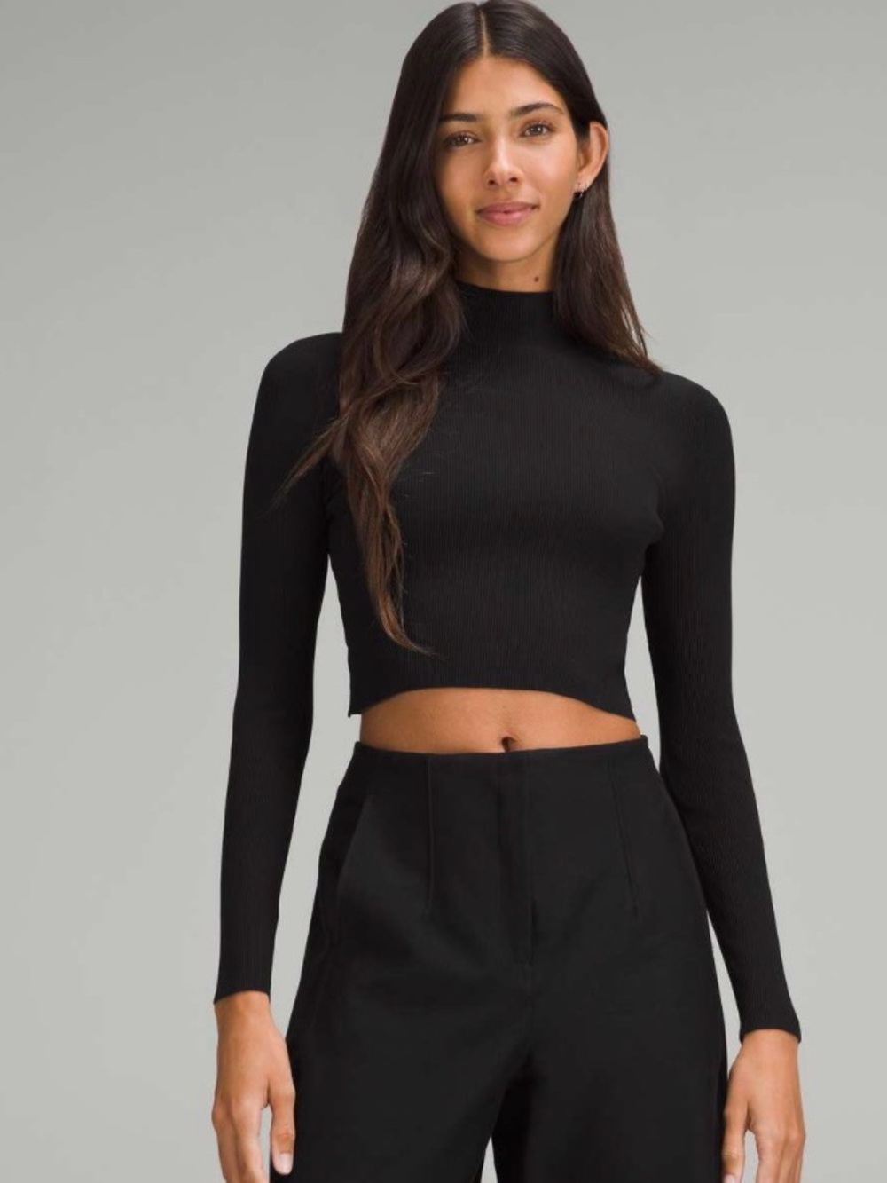 New Lululemon Ribbed-Knit Twist-Back Mockneck Sweater Black size XL